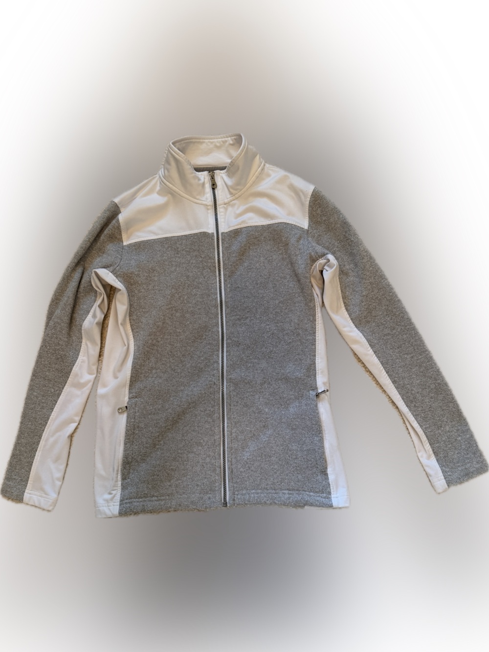 Women’s Full-Zip Grey and White Performance Jacket by Straight Down